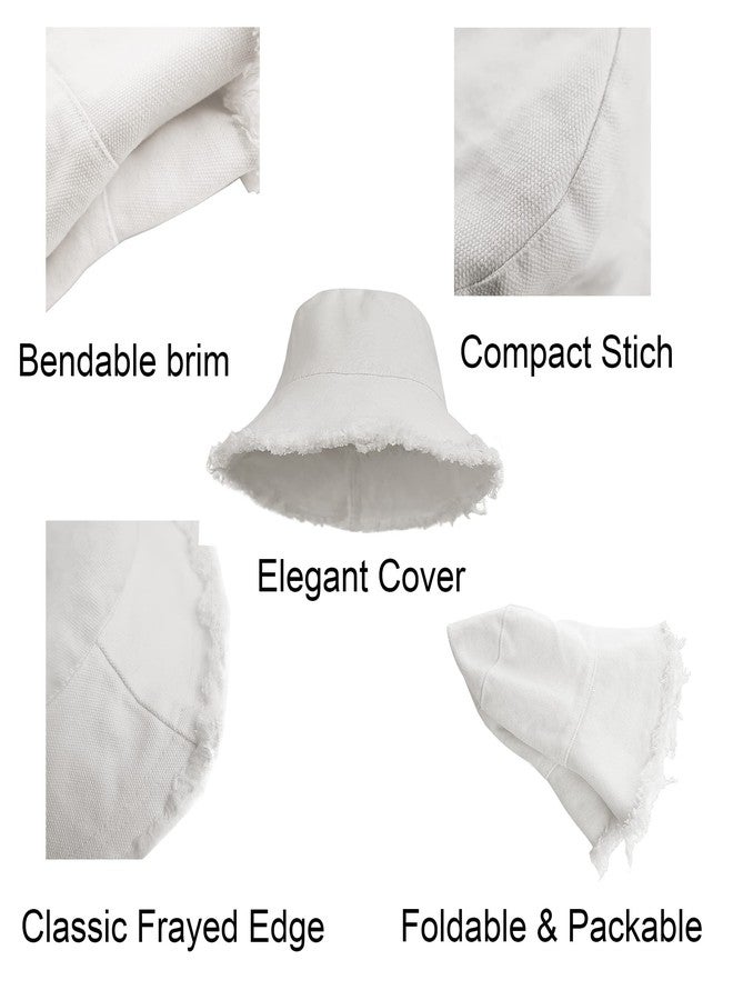 Pogah Bucket-Hat-Distressed Washed-Cotton Summer-Sun-Hat Solid Wide Brim Fisherman Cap (Size: 7 1/8) - Image 3